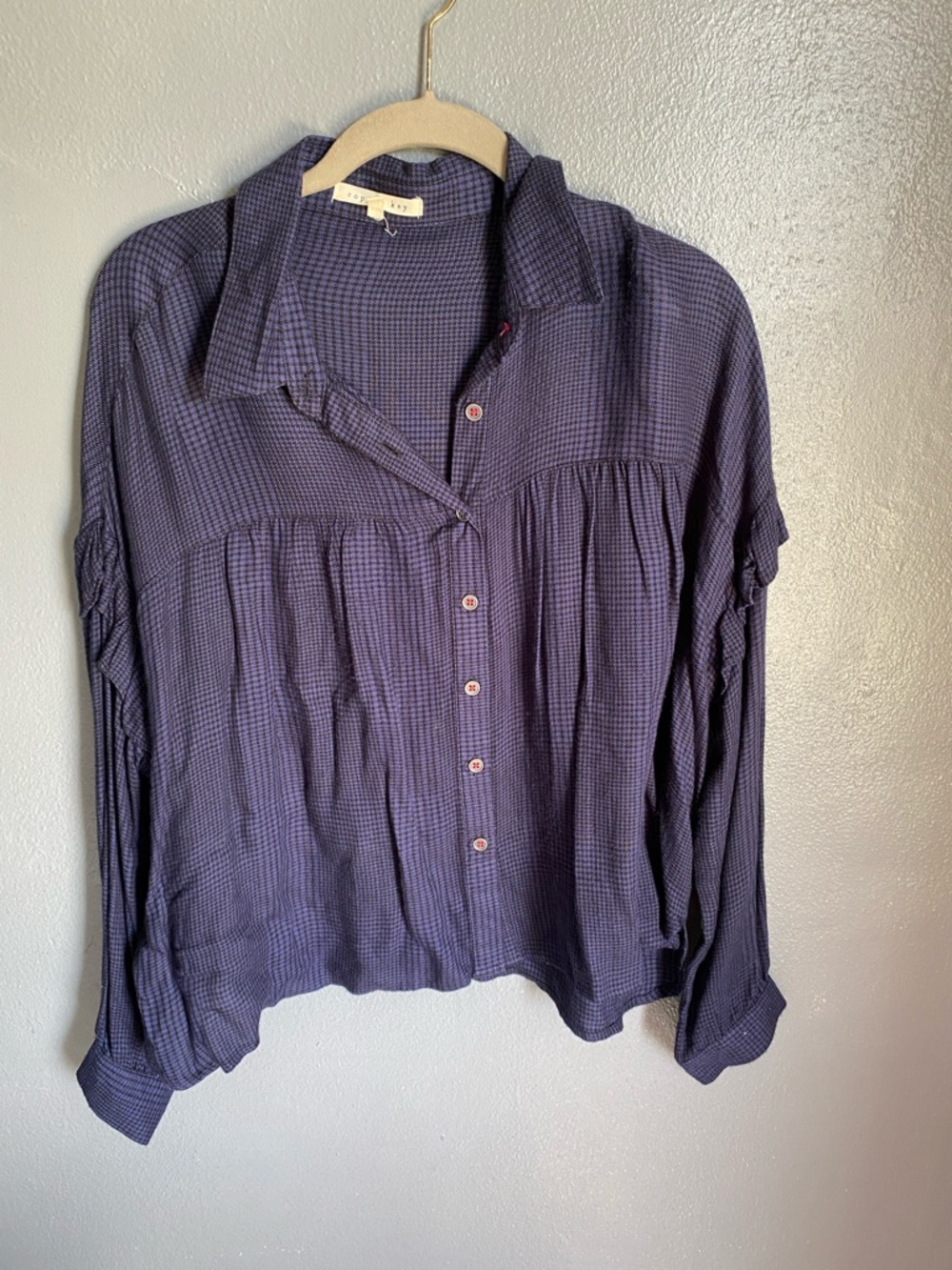 Copper Key Navy Button-Front Women's Shirt